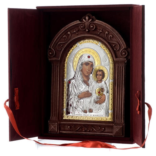 Greek silk-screened icon Most Holy Lady of Jerusalem, wooden framed 5