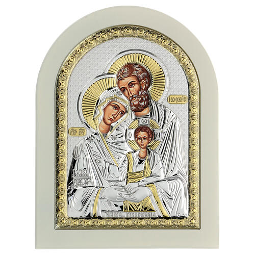 Ícone da Sagrada Família 24x18 cm prata 925 detalhes dourados 1