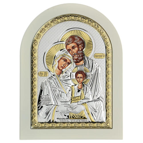 Ícone da Sagrada Família 24x18 cm prata 925 detalhes dourados 2