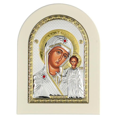 Greek silver icon Virgin of Kazan, gold finish 18x14 cm 1