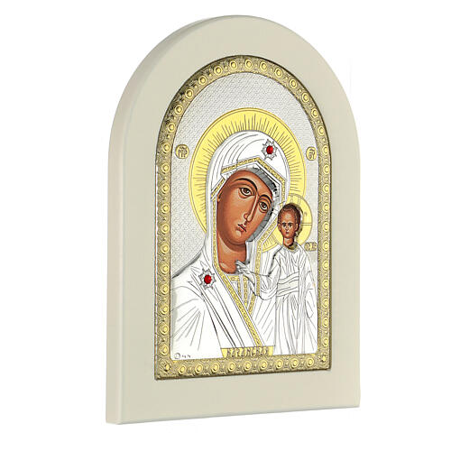 Icono Virgen de Kazan 18x14 cm plata 925 detalles dorados 3