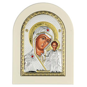 Icône Vierge de Kazan 18x14 cm argent 925 finitions dorées