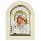 Icona Madonna di Kazan Famiglia 18x14 cm argento 925 finiture dorate s1