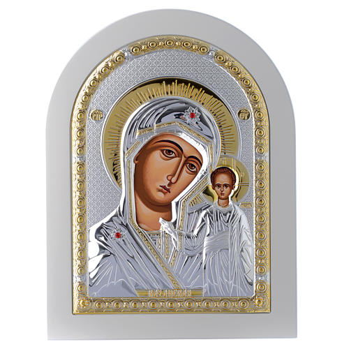 Greek silver icon Virgin of Kazan, gold finish 24x18 cm 1