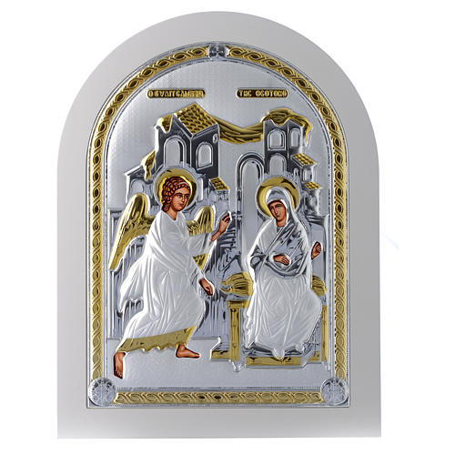 Greek silver icon Annunciation, gold finish 30x25 cm 1