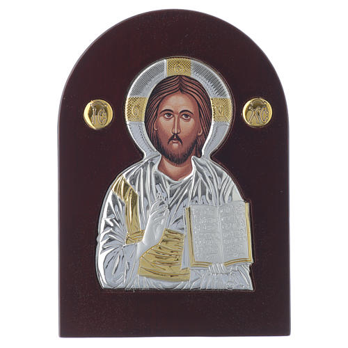 Ikone Christus Pantokrator 14x10 cm 925er Silber Teilvergoldung 1