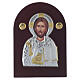 Ícone Cristo Pantocrator 14x10 cm prata 925 detalhes dourados s1