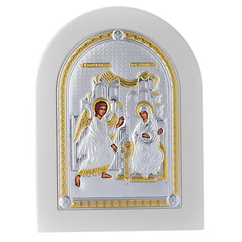 Greek silver icon Annunciation, gold finish 20x15 cm 1