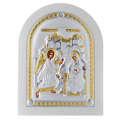 Icono plata Anunciación detalles dorados 25x20 cm 1