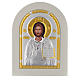 Christ Pantocrator icon in silver, silkscreen printing 21x15 cm s1