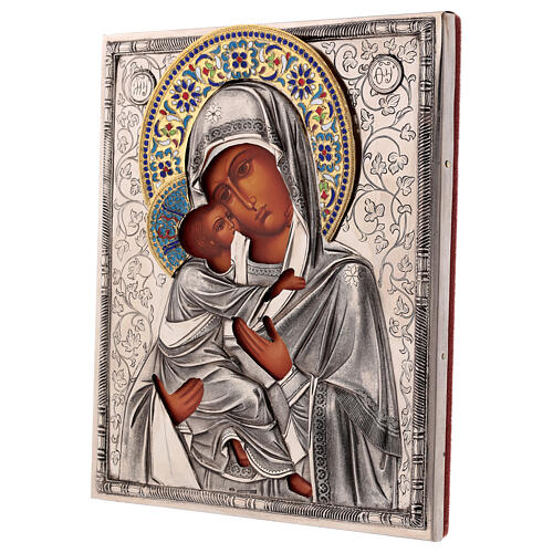 Our Lady of Vladimir enamelled gilded icon 25x20 cm Poland 3