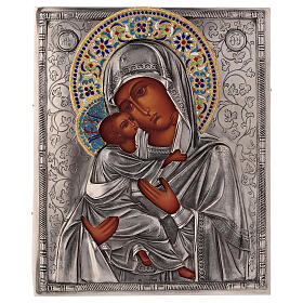 Icono esmaltado Virgen de Vladimir con riza 25x20 cm Polonia