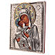 Ícone esmaltado Nossa Senhora de Vladimir pintada com riza em prata 26x21,5 cm Polónia s3
