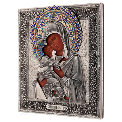 Our Lady of Vladimir enamelled gilded icon 30x25 cm Poland 3