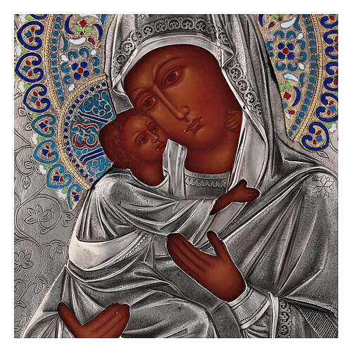 Icono esmaltada Virgen de Vladimir pintado rizo 30x25 cm Polonia 2