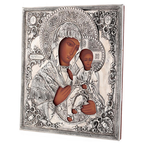 Icono Virgen de Ivron riza lúcida Polonia 30x25 cm pintado 3