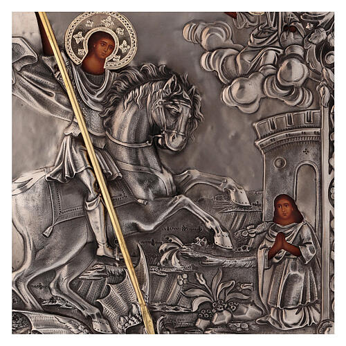 Icono San Jorge pintado con riza 30x25 cm Polonia 2