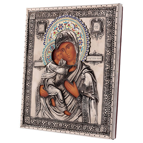 Virgin of Vladimir, enamelled and hand painted icon 24x18 cm Poland 3