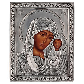 Ikone, Gottesmutter von Kazan, handgemalt, Riza, 16x12 cm, Polen
