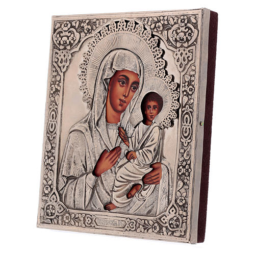 Icône Vierge de Tikhvine peinte avec riza 16x12 cm Pologne 3