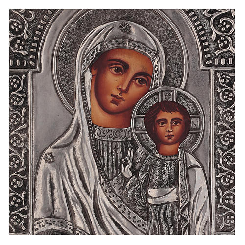 Ikone, Gottesmutter von Kazan, handgemalt, Riza, 16x12 cm, Polen 2