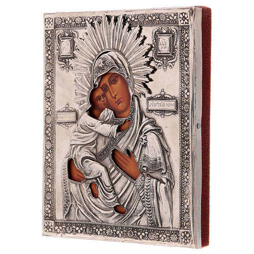 Icono Virgen de Vladimir pintado con riza 16x12 cm Polonia 3