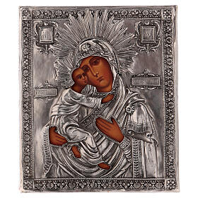 Ícone Virgem de Vladimir pintado com oklad 16x12 cm Polónia