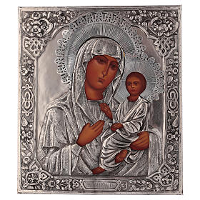 Ikone, Gottesmutter von Tikhvinskaya, handgemalt, Riza, 20x16 cm, Polen