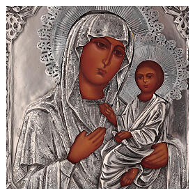 Ícone Virgem de Tikhvin pintado à mão com oklad 20x16 cm Polónia