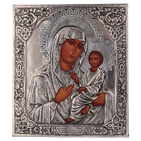 Madonna of Tikhvin icon, hand painted with riza 20x16 cm Poland
