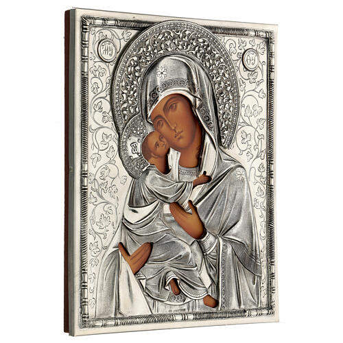 Painted icon, Virgin of Vladimir with riza, Poland, 25x20 cm 3