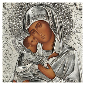 Ícone pintado Nossa Senhora de Vladimir com riza, Polónia, 26,5x22x2 cm