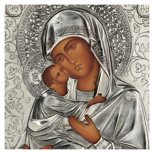 Ícone pintado Nossa Senhora de Vladimir com riza, Polónia, 26,5x22x2 cm 2