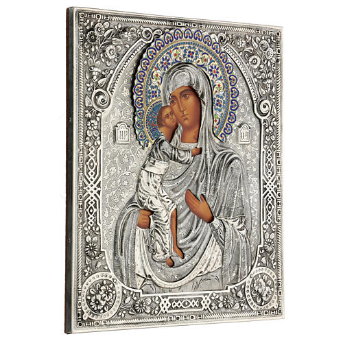 Icône Fiodorovskaïa de la Mère de Dieu peinte avec riza Pologne 40x30 cm 3