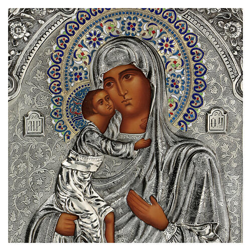 Ícone pintado Nossa Senhora de Fiodor com riza, Polónia, 37,5x31,5 cm 2
