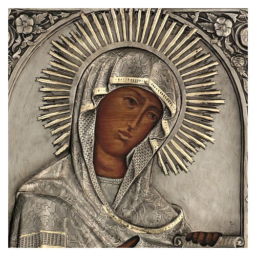 Icona Madonna di Bogolubska riza Polonia dipinta 48x40 cm 2