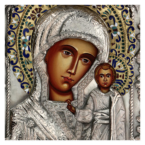 Virgen de Kazan riza icono pintado polaco 30x20 cm 2