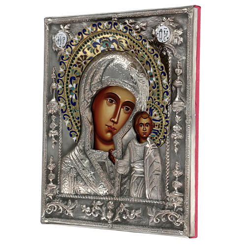 Vierge de Kazan riza icône peinte Pologne 30x20 cm 3