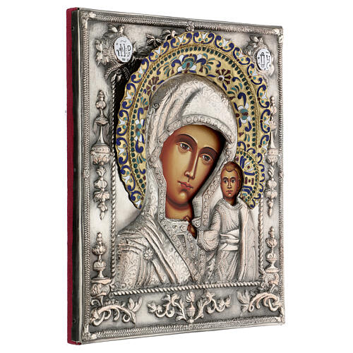 Vierge de Kazan riza icône peinte Pologne 30x20 cm 4