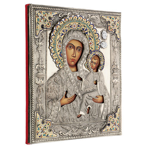 Ícone Nossa Senhora Odighitria com riza pintado à mão 31x27 cm Polónia 4