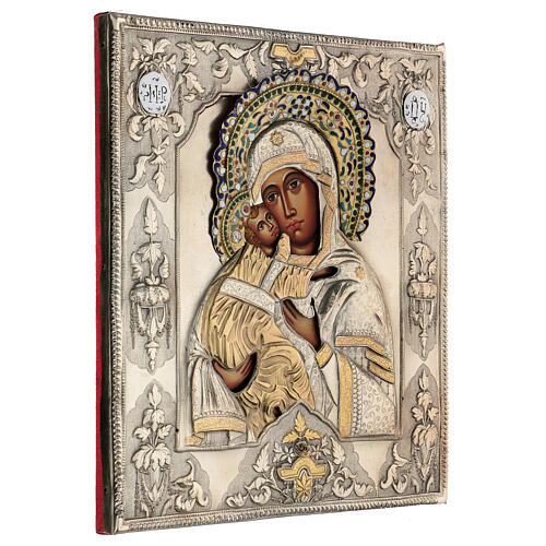Nossa Senhora de Vladimir ícone pintado com riza 31,5X27 cm Polónia 4