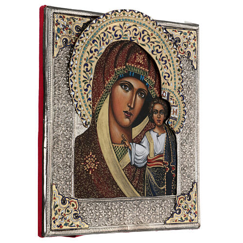 Virgin of Kazan, painted icon with riza, Poland, 30x25 cm 3