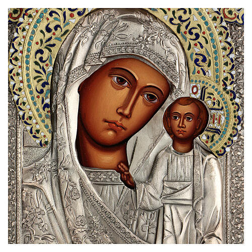 Mãe de Deus de Cazã ícone pintado com riza 30x20 cm Polónia 2