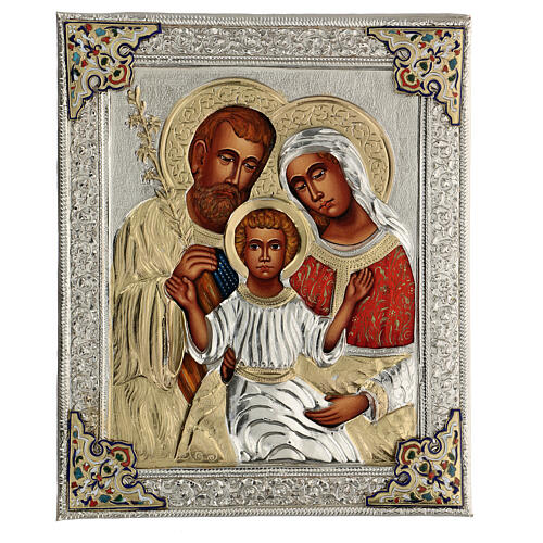 Holy Family, Polish painted icon with riza, 30x25 cm 1