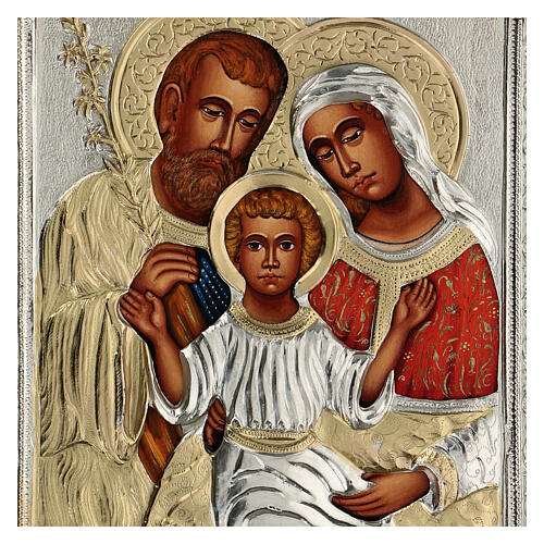 Holy Family, Polish painted icon with riza, 30x25 cm 2