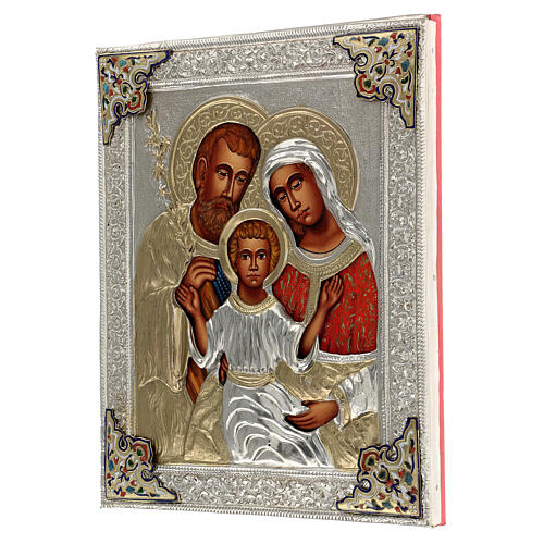 Holy Family, Polish painted icon with riza, 30x25 cm 3