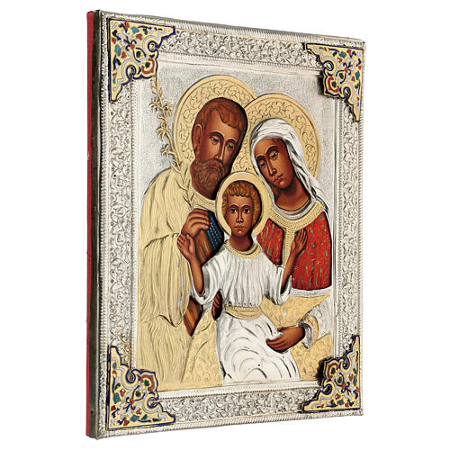 Holy Family, Polish painted icon with riza, 30x25 cm 4