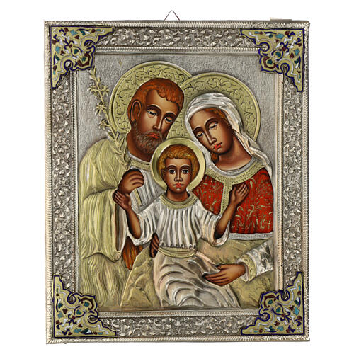 Holy Family, Polish painted icon with riza, 30x25 cm 1