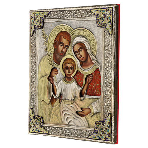 Holy Family, Polish painted icon with riza, 30x25 cm 3