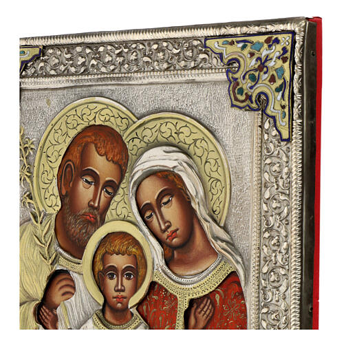 Holy Family, Polish painted icon with riza, 30x25 cm 4